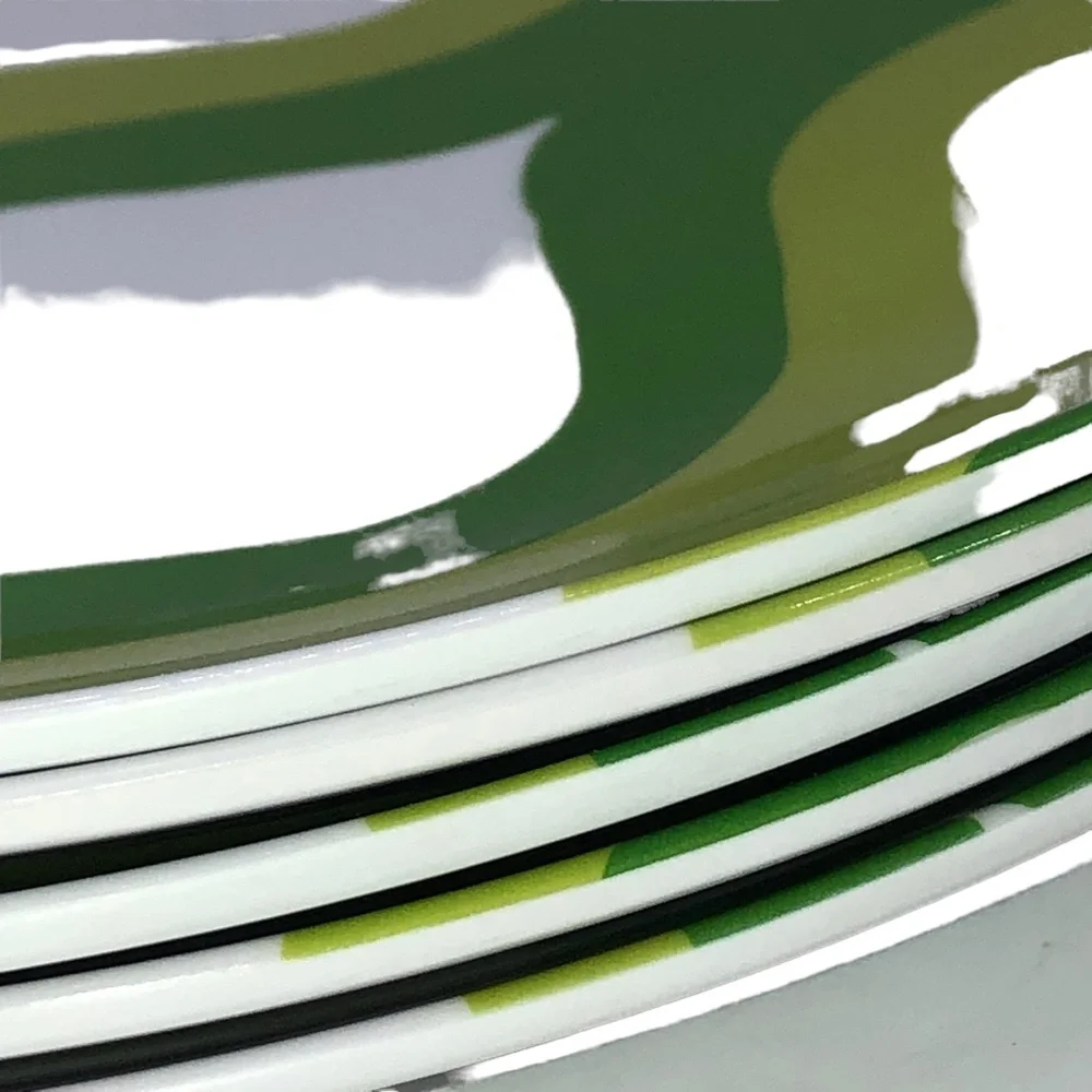 Set of 5 Melamine Green Green Geo Swirl Retro Pattern Lunch Plats